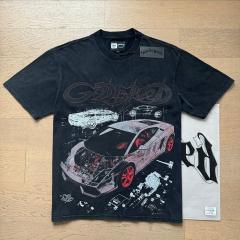 Godspeed Global Lamborghini Supercar Mechanical Line Art Graphic Tee | Black Vintage Oversized Fit
