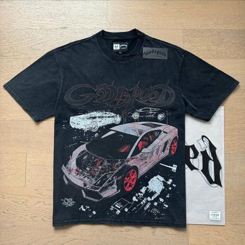 Godspeed Global Lamborghini Supercar Mechanical Line Art Graphic Tee | Black Vintage Oversized Fit