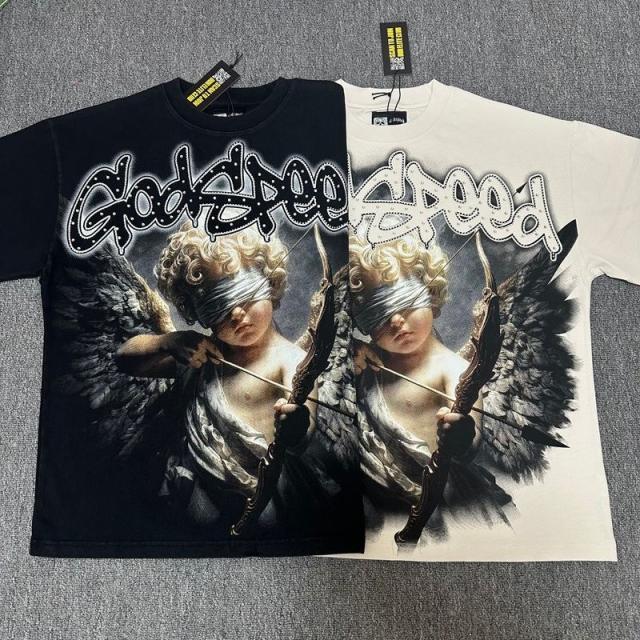 Godspeed Global Blindfolded Cupid Cherub Graphic Tee | Black Vintage Oversized Fit