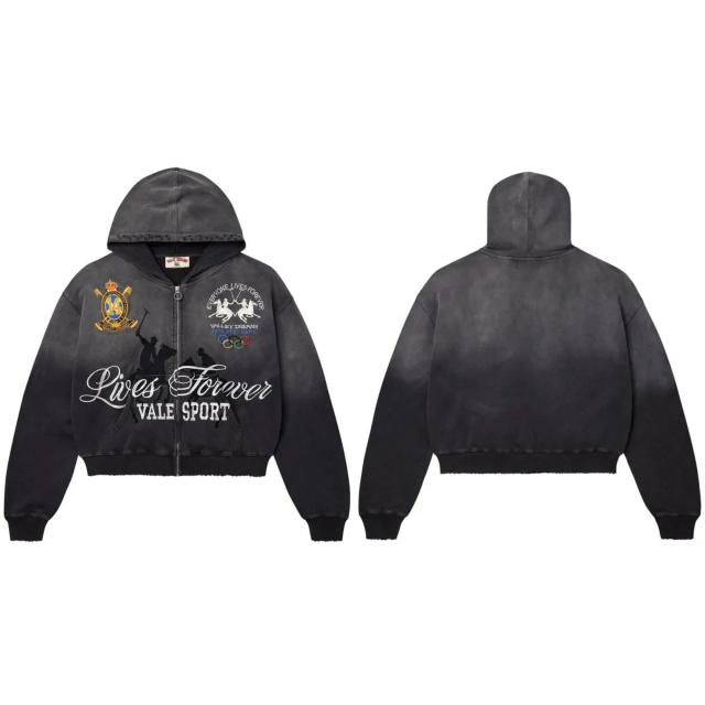 Vale Forever Lives Forever Sport Zip Hoodie | Vintage Washed Cropped Fit