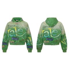 Vale Forever Green AOP Zip-Up Hoodie | Rhinestone Hood Cropped Fit
