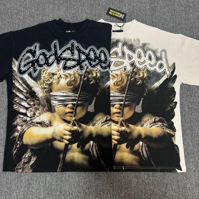 Godspeed Global Blindfolded Cupid Cherub Graphic Tee | Off‑White Vintage Oversized Fit
