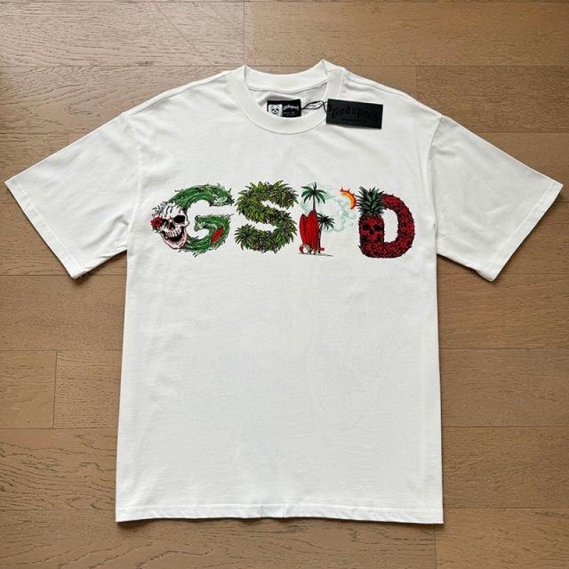 Godspeed Global GSTD Tropical Beach Skull Graphic Tee | White Oversized Fit