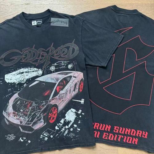 Godspeed Global Lamborghini Supercar Mechanical Line Art Graphic Tee | Black Vintage Oversized Fit