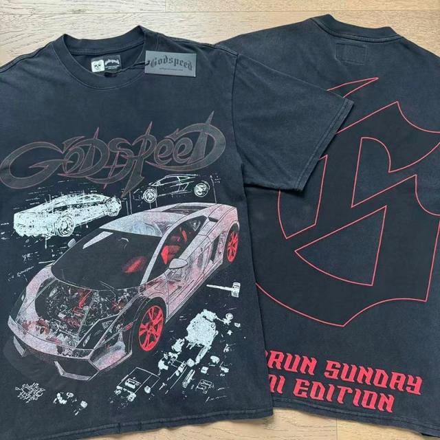 Godspeed Global Lamborghini Supercar Mechanical Line Art Graphic Tee | Black Vintage Oversized Fit