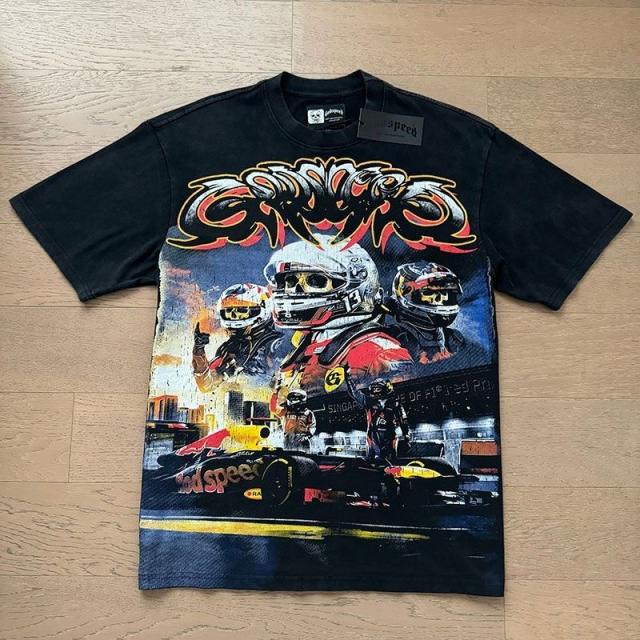 Godspeed Global F1 Skeleton Drivers Racing Car Graphic Tee | Black Vintage Oversized Fit