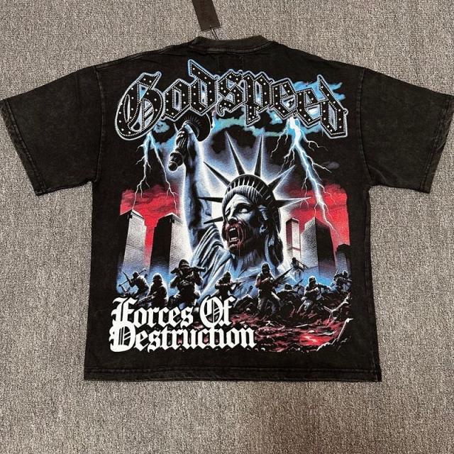 Godspeed Global Zombie Statue Of Liberty Graphic Tee | Black Vintage Oversized Fit