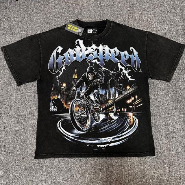 Godspeed Global BMX Skull Rider Graphic Tee | Black Vintage Oversized Fit