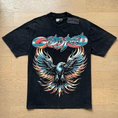 Godspeed Global Spread Wings Eagle Flame Graphic Tee | Black Vintage Oversized Fit