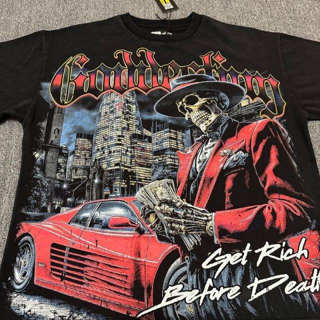 Godspeed Global Skeleton Gentleman "Get Rich Before Death" Graphic Tee | Black Vintage Oversized Fit