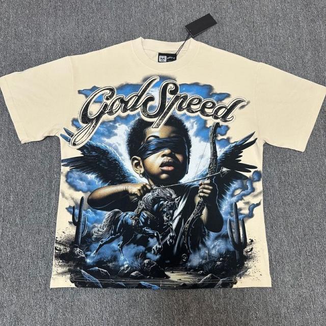 Godspeed Global Blindfolded Angel Phantom Horse Graphic Tee | Black Vintage Oversized Fit