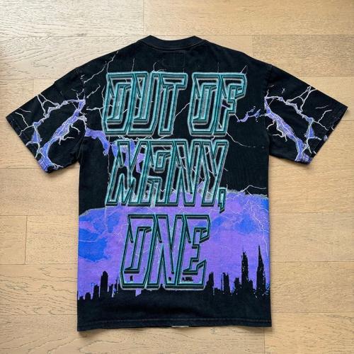 Godspeed Global Statue of Liberty Purple Lightning AOP Graphic Tee | Black Vintage Oversized Fit