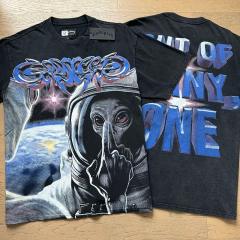 Godspeed Global Space Alien Astronaut Shush Gesture Graphic Tee | Black Vintage Oversized Fit