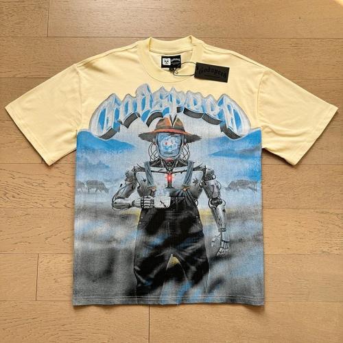 Godspeed Global Cyber Robot Farmer Western Ranch Graphic Tee | Pale Yellow Vintage Oversized Fit
