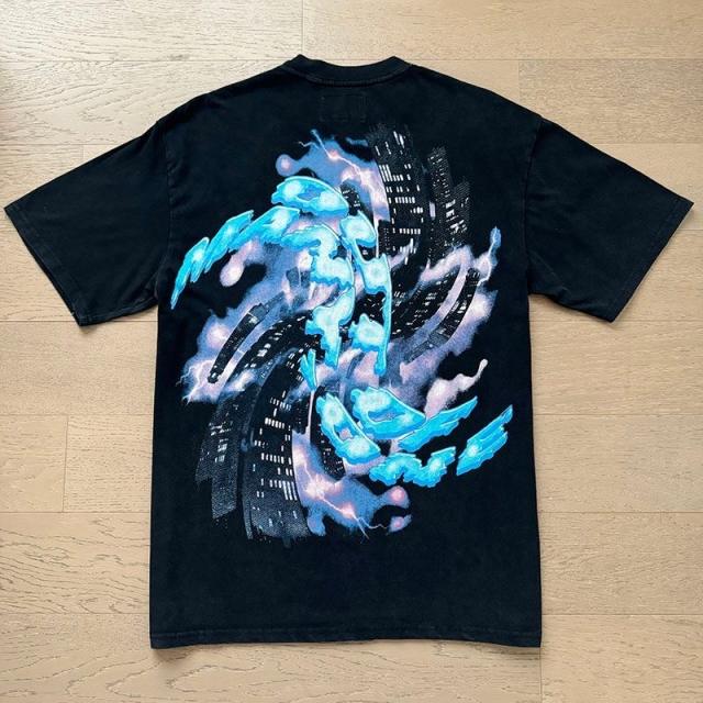 Godspeed Global Liberty Skull Lightning Torch Graphic Tee | Black Vintage Oversized Fit