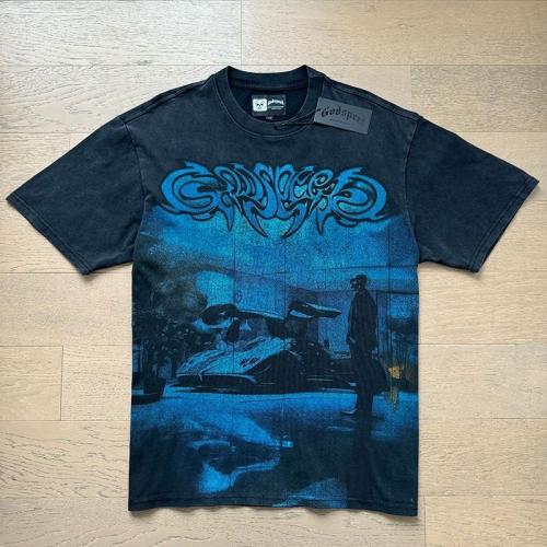 Godspeed Global Night Garage Gull‑Wing Supercar Silhouette Graphic Tee | Black Vintage Oversized Fit