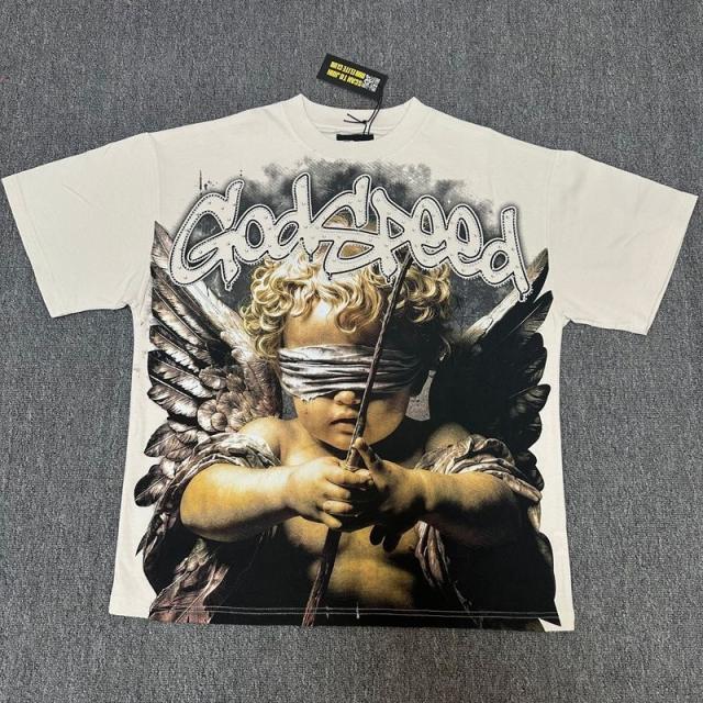 Godspeed Global Blindfolded Cupid Cherub Graphic Tee | Off‑White Vintage Oversized Fit