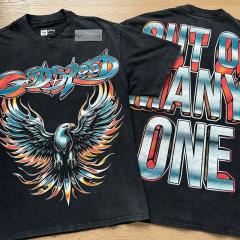Godspeed Global Spread Wings Eagle Flame Graphic Tee | Black Vintage Oversized Fit