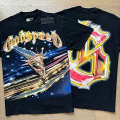 Godspeed Global Statue of Liberty Skull Cosmic Shooting Star Graphic Tee | Black Vintage Oversized Fit