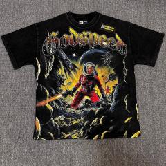 Godspeed Global Space Warrior Sci‑Fi Graphic Tee | Black Vintage Oversized Fit