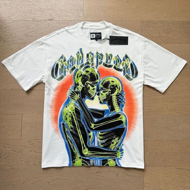 Godspeed Global X‑Ray Skeleton Lovers Embrace Graphic Tee | White Vintage Oversized Fit