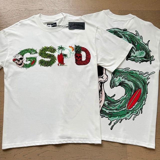 Godspeed Global GSTD Tropical Beach Skull Graphic Tee | White Oversized Fit