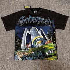 Godspeed Global UFO Sci-Fi Graphic Tee | Black Vintage Oversized Fit