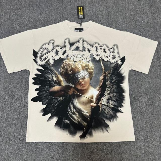 Godspeed Global Blindfolded Cupid Cherub Graphic Tee | Black Vintage Oversized Fit
