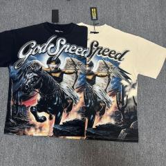 Godspeed Global Angel Riding Black Horse Graphic Tee | Black Vintage Oversized Fit