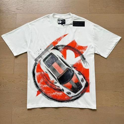 Godspeed Global Top View Sports Car Red G Tire Track Graphic Tee | White Vintage Oversized Fit