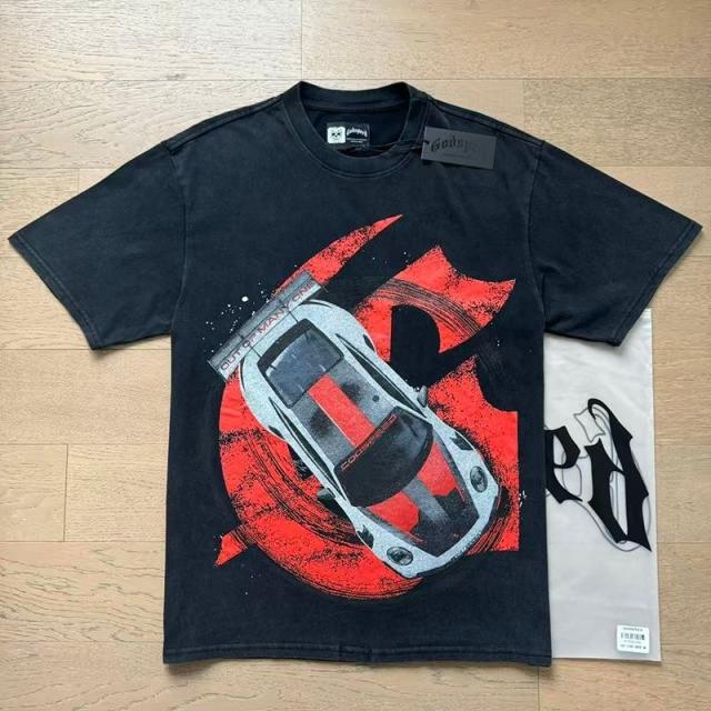 Godspeed Global Top View Sports Car Red G Graphic Tee | Black Vintage Oversized Fit