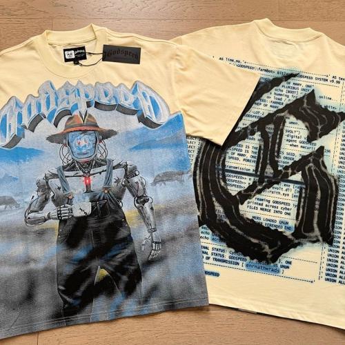 Godspeed Global Cyber Robot Farmer Western Ranch Graphic Tee | Pale Yellow Vintage Oversized Fit
