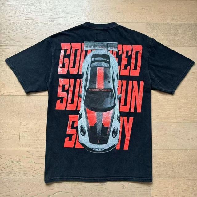 Godspeed Global Top View Sports Car Red G Graphic Tee | Black Vintage Oversized Fit
