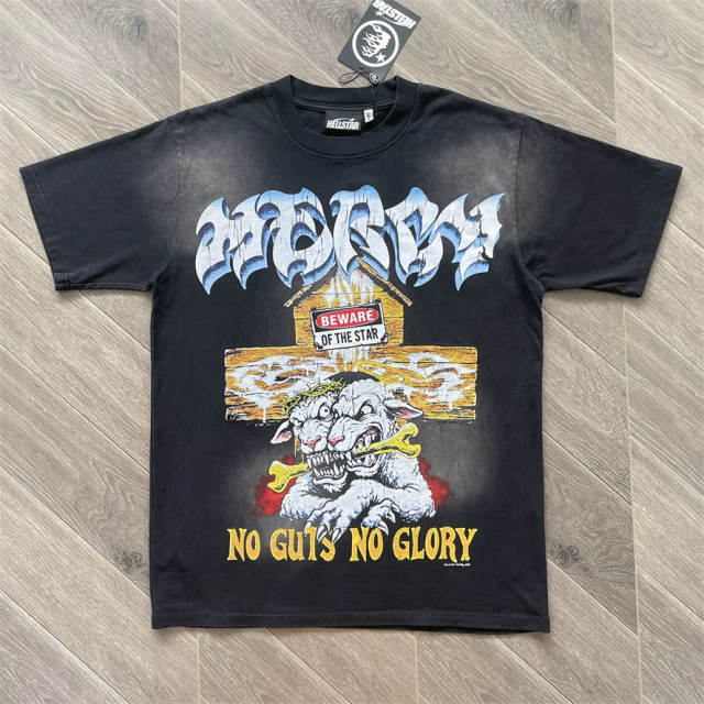 High Quality Hellstar Cross Skull Two-Headed Dog Graphic T-Shirt