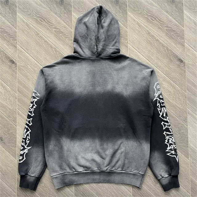 High Quality Hellstar Glitter Print Washed Sweatshirt and Pants Set