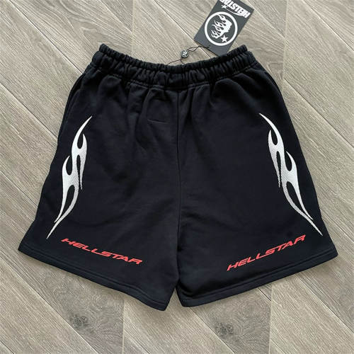 High Quality Hellstar Red Flame Graphic Sweat Shorts | White