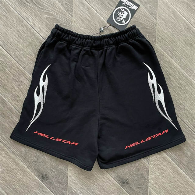 High Quality Hellstar Red Flame Graphic Sweat Shorts | White