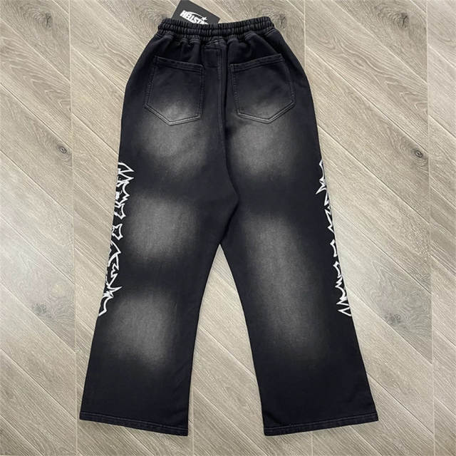 High Quality Hellstar Glitter Print Washed Sweatshirt and Pants Set
