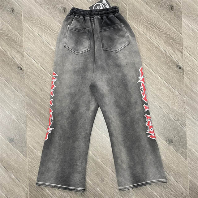 High Quality Hellstar Glitter Print Washed Sweatshirt and Pants Set