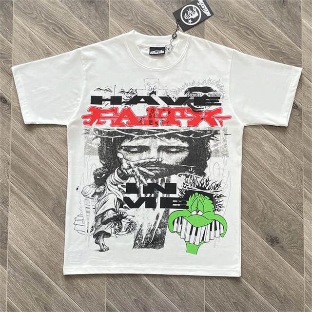 High Quality Hellstar "Have Faith" Jesus Collage Graphic Tee | White