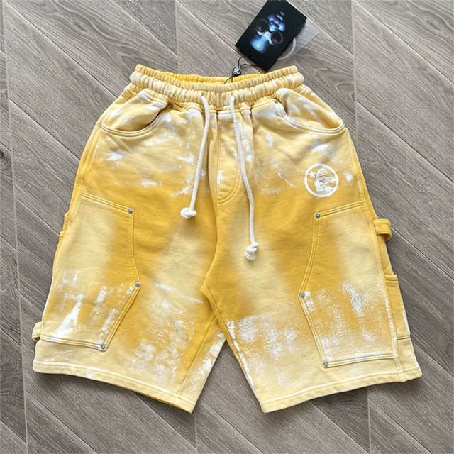 High Quality Hellstar Splatter Carpenter Shorts | Vintage Wash