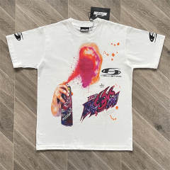 High Quality Hellstar Spray‑Paint Graffiti Back‑Print Tee | White