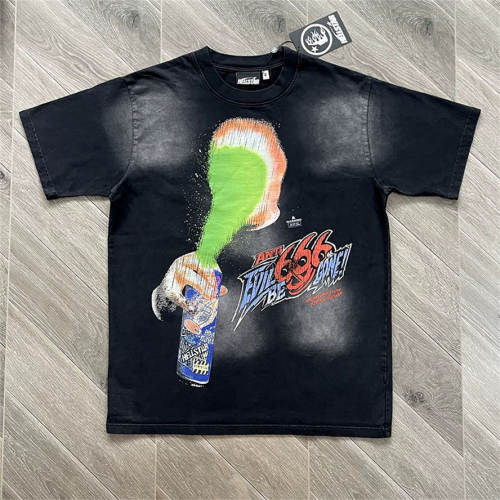High Quality Hellstar 666 Spray Can Vintage Wash Tee | Black