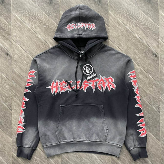 High Quality Hellstar Glitter Print Washed Sweatshirt and Pants Set