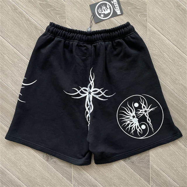 High Quality Hellstar Flame Yang Black Sports Shorts