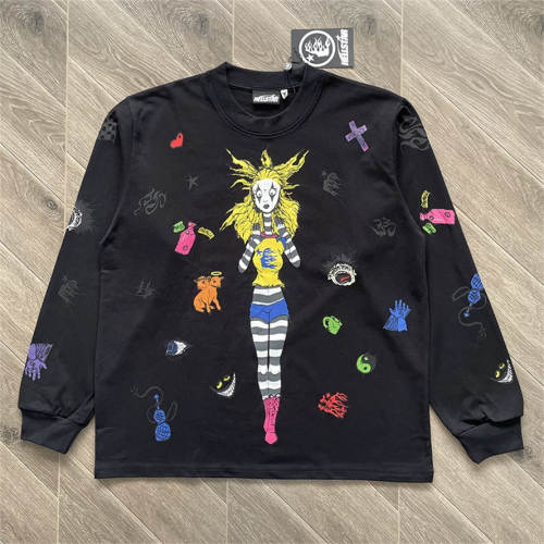 High Quality Hellstar Down the Paradise Path Clown Graffiti Long Sleeve T-Shirt