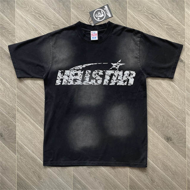 High Quality Hellstar Leopard Fill Logo Vintage Wash Tee | Black