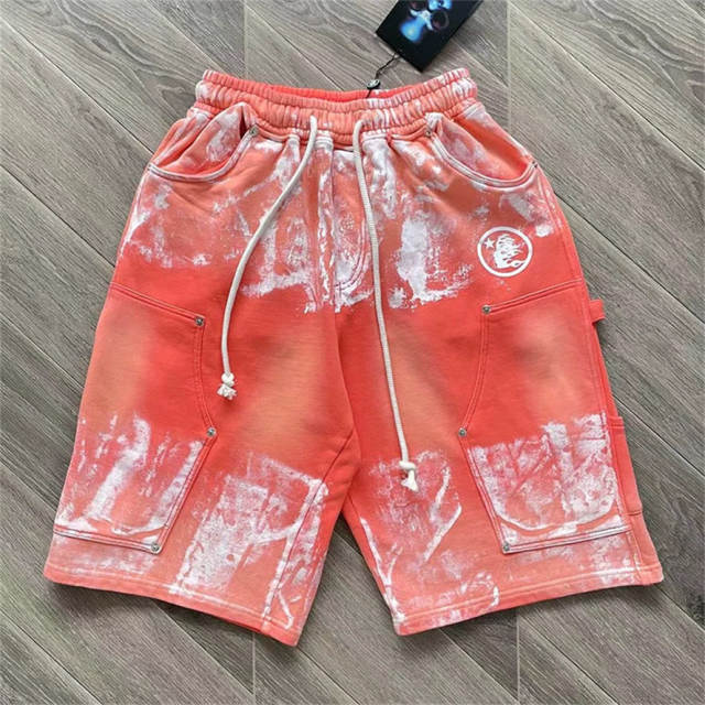 High Quality Hellstar Splatter Carpenter Shorts | Vintage Wash