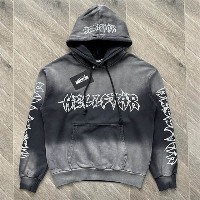 High Quality Hellstar Glitter Print Washed Sweatshirt and Pants Set