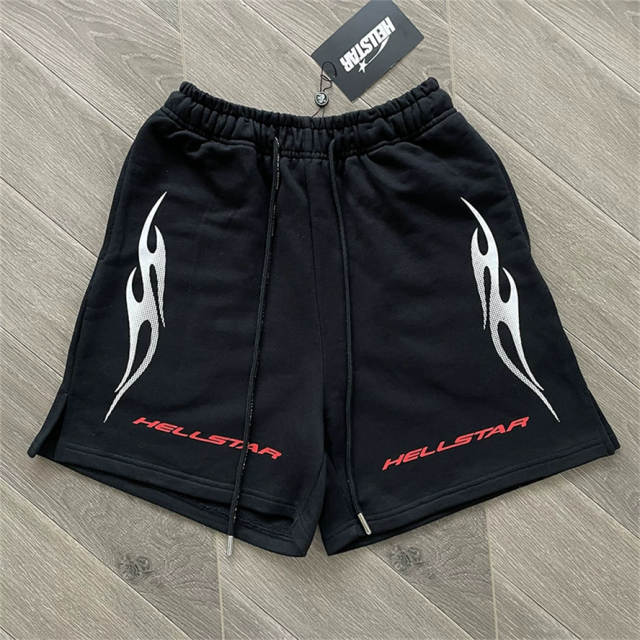 High Quality Hellstar Red Flame Graphic Sweat Shorts | White